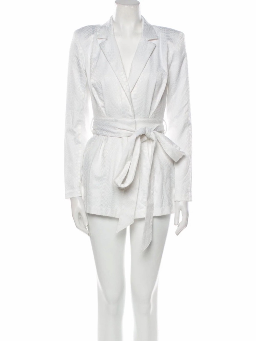 White Women's Tie-Waist Blazer Jacket